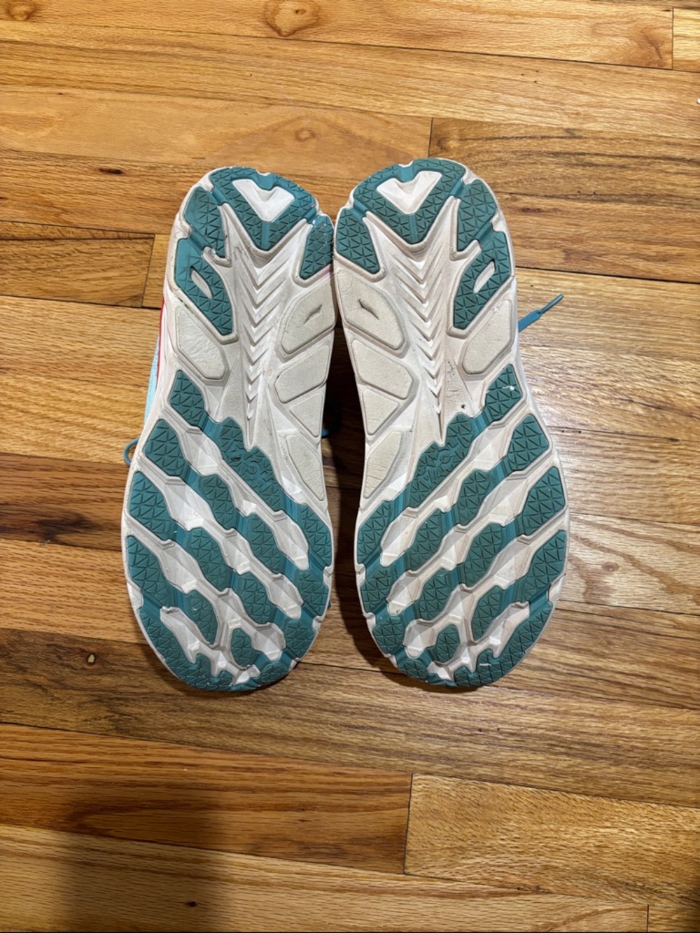 Hoka Clifton Blue Running Shoes with Coral accents - Picture 9 of 11